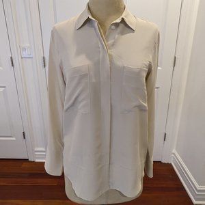 Everlane Double Pocket Silk Blouse White Size 2